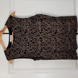 Vintage Frazier Lawrence Gold & Black Paisley Print Shirt Size LG Tapestry Look